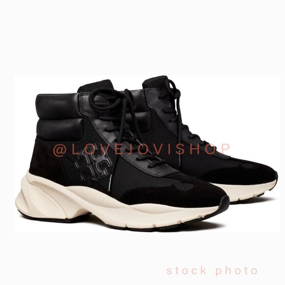 Athleisure | Tory Burch Suede Sneaker Boot | Black White Athleisure Comfy Winter - Picture 13 of 13